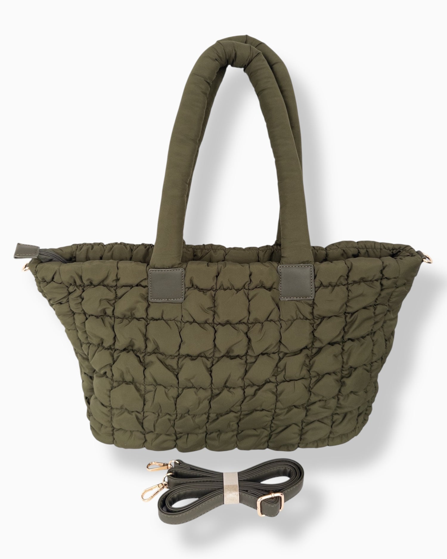 Gesteppter Shopper oliv