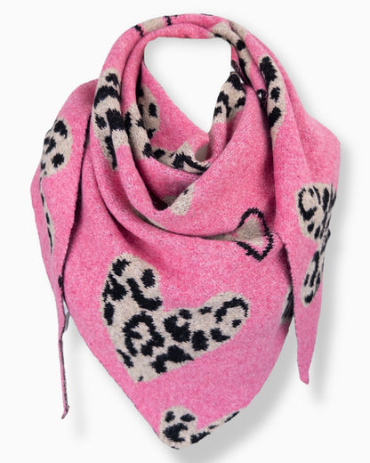 Dreieckstuch Leo Herz pink