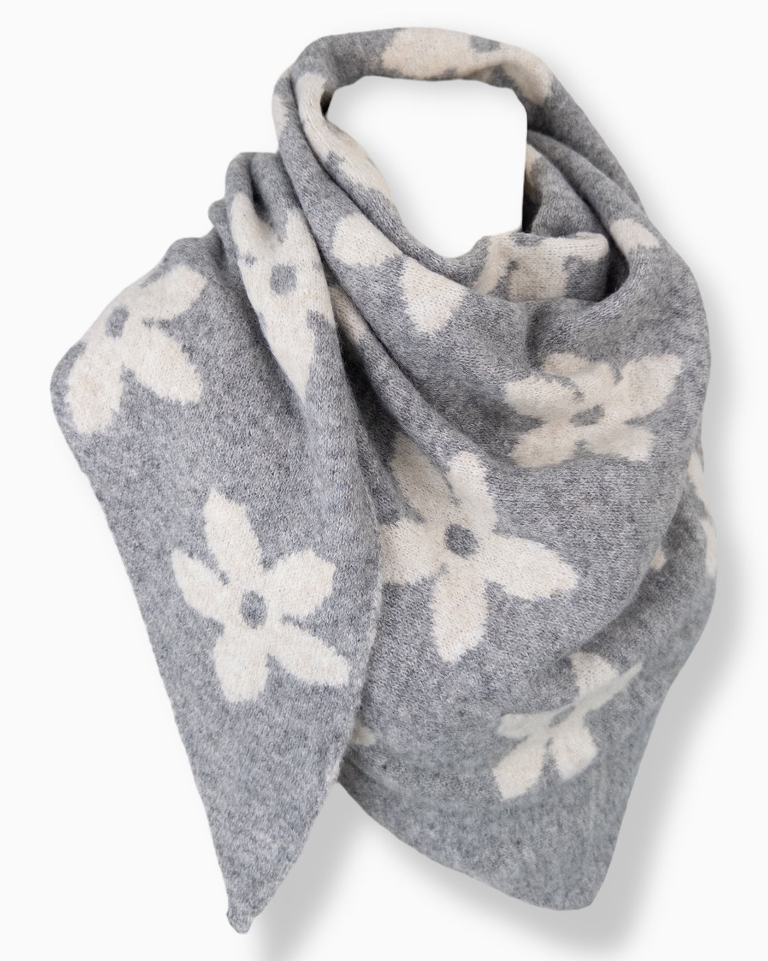 Dreieckstuch Blume grau