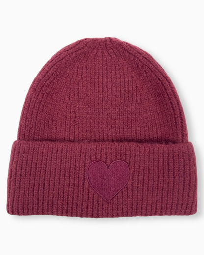Mütze Herz weinrot