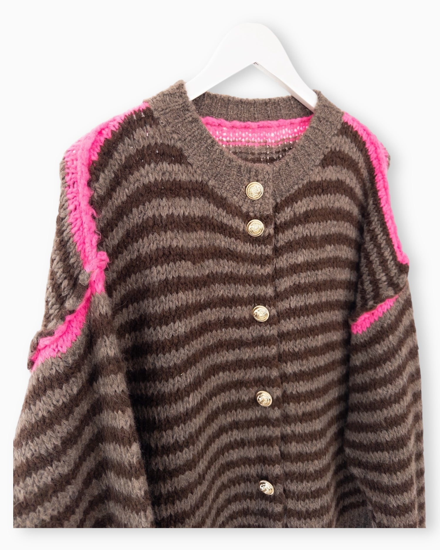 Strickjacke Streifen taupe braun