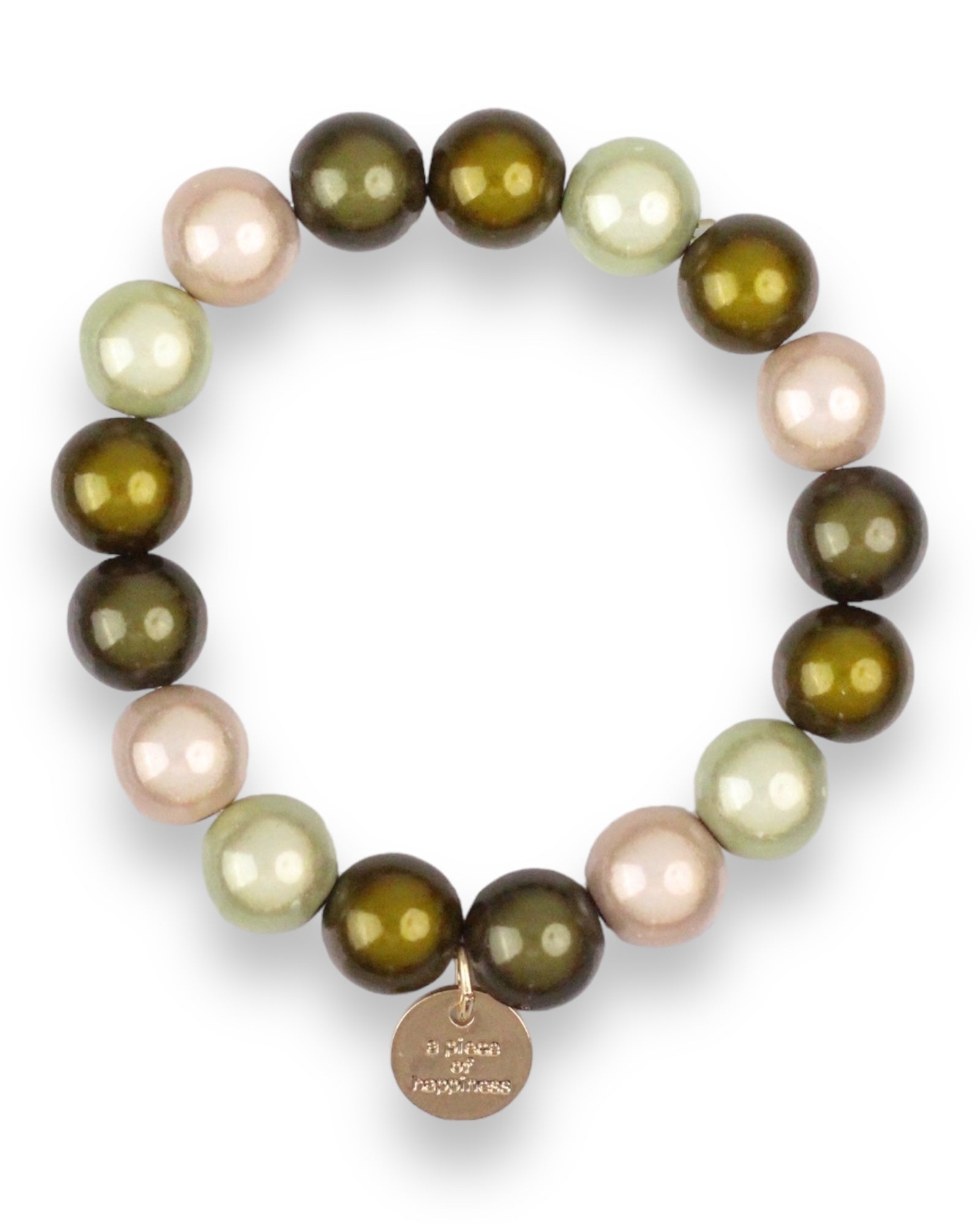 Perlenarmband Luna oliv creme