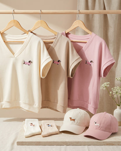 Shirt mit Dackel Motiv creme