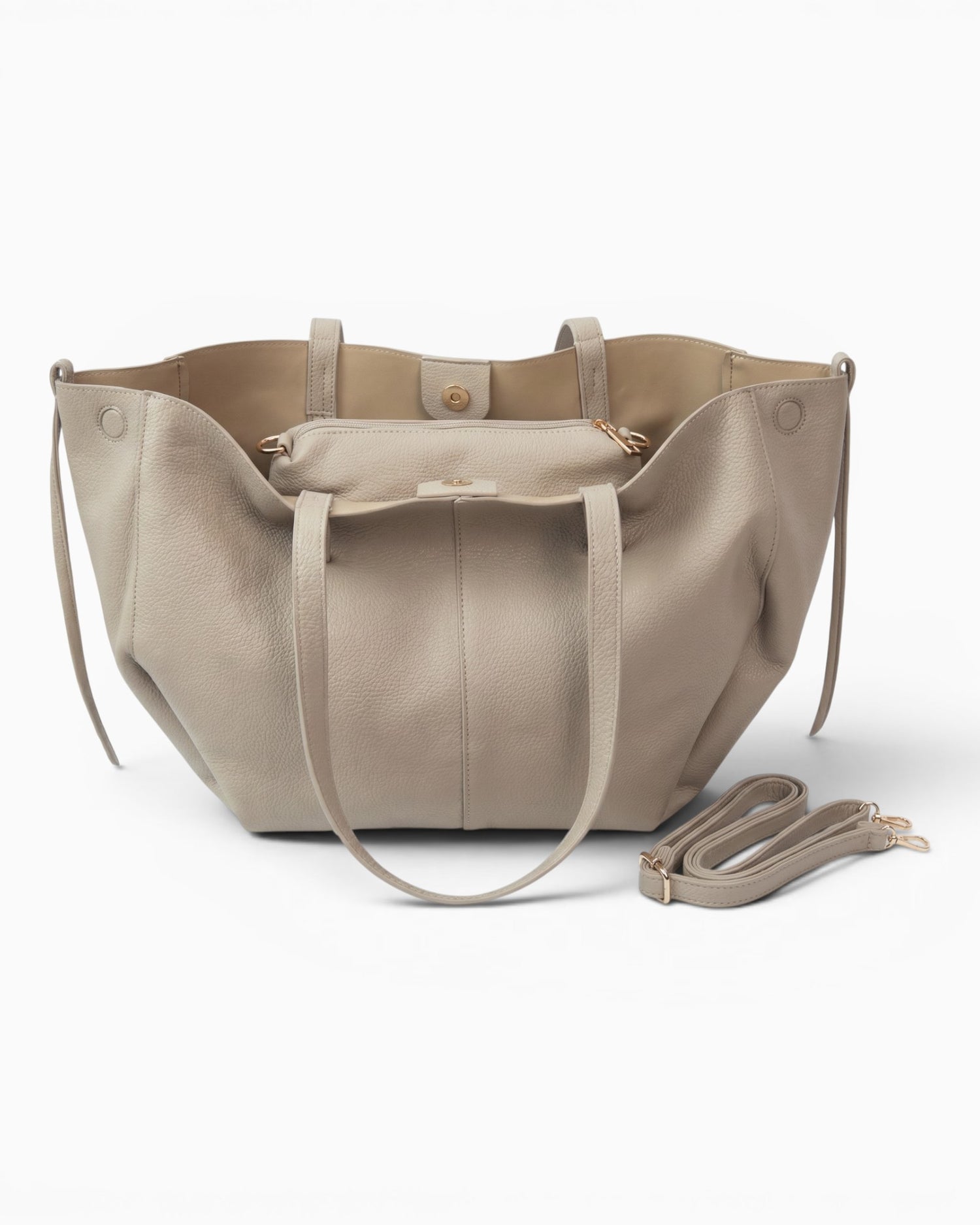 Handtaschen-Set mit herausnehmbarer Innentasche beige