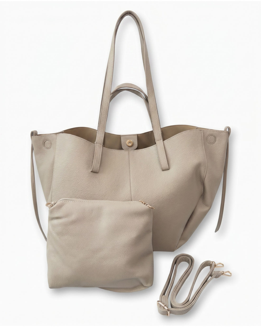 Handtaschen-Set mit herausnehmbarer Innentasche beige