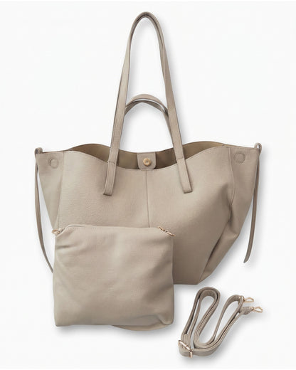 Handtaschen-Set mit herausnehmbarer Innentasche beige