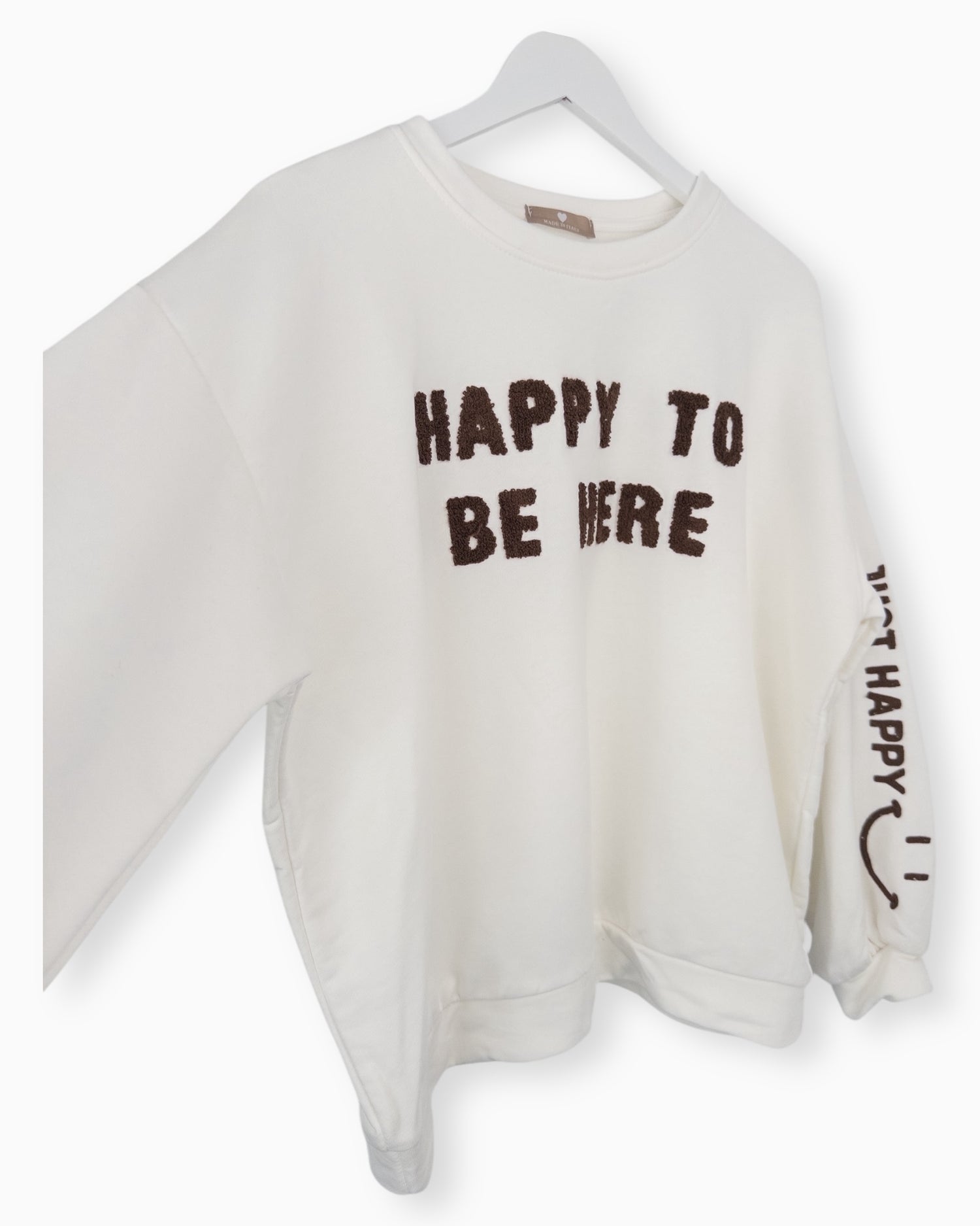 Oversize Pullover Happy to be here creme