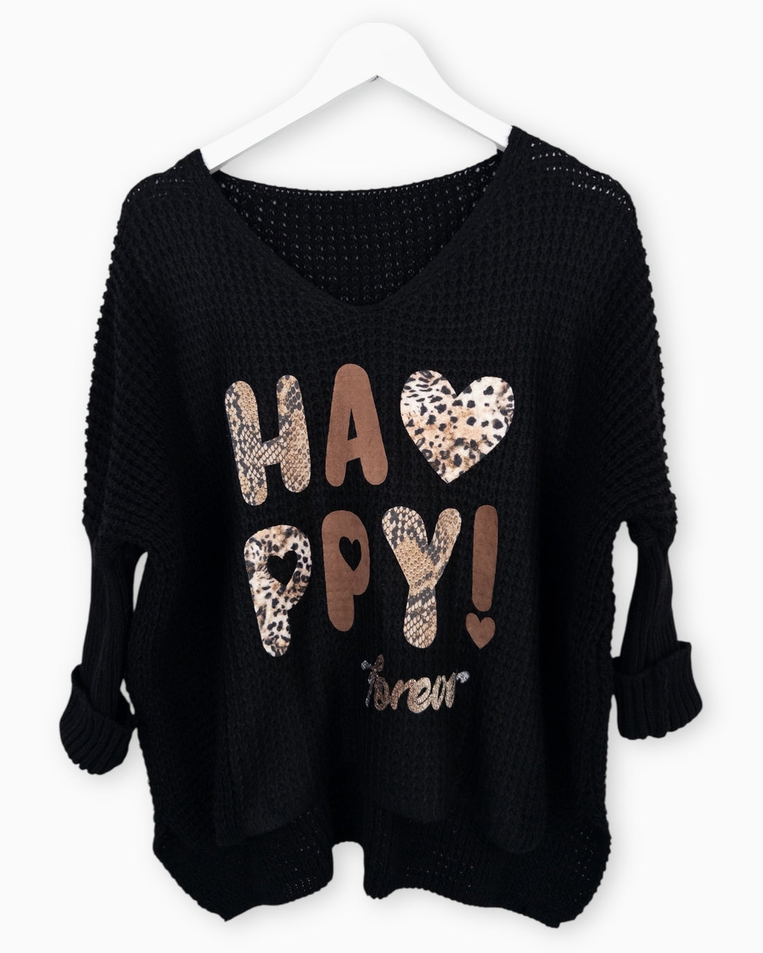 Oversize Pullover Happy schwarz