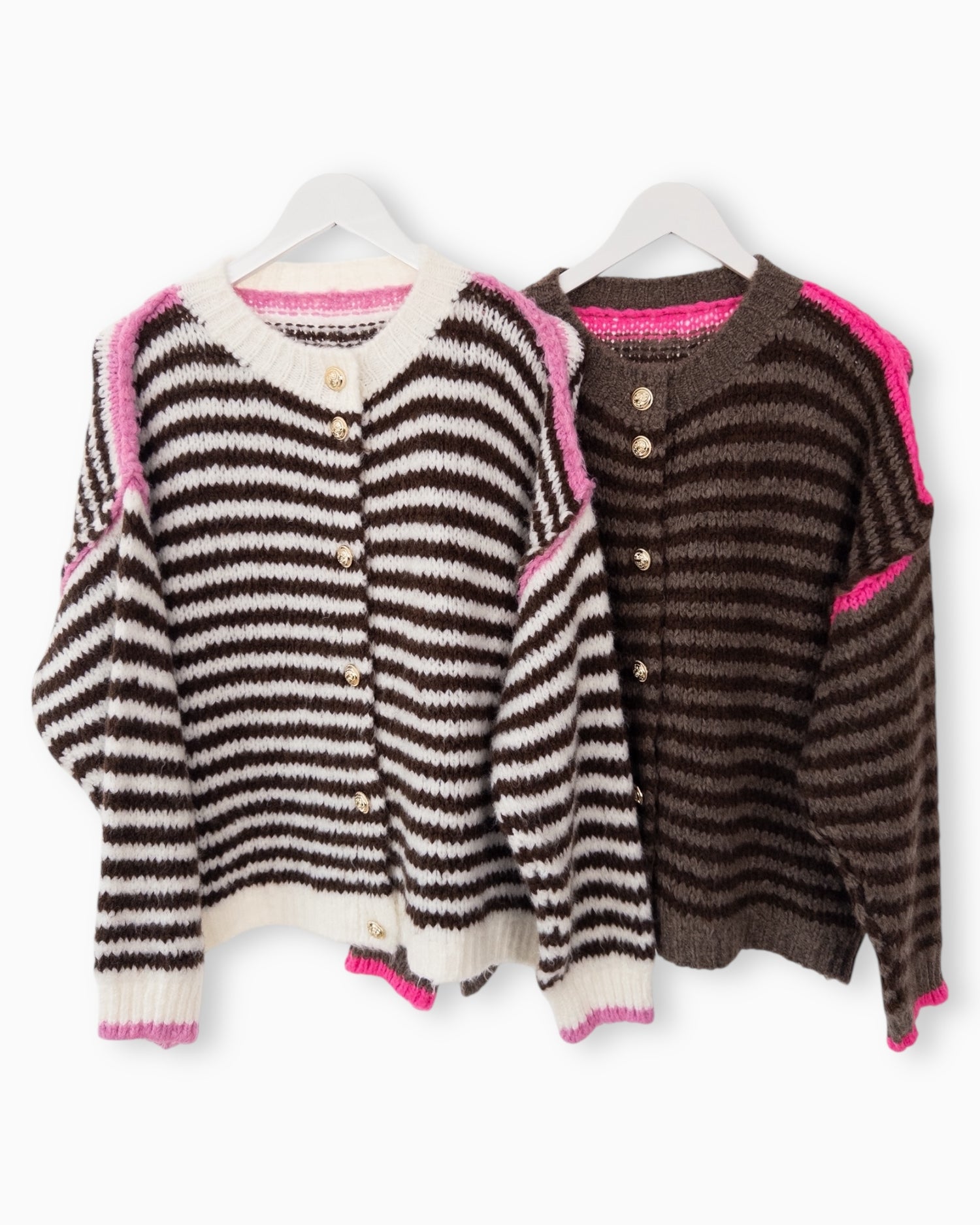 Strickjacke Streifen taupe braun