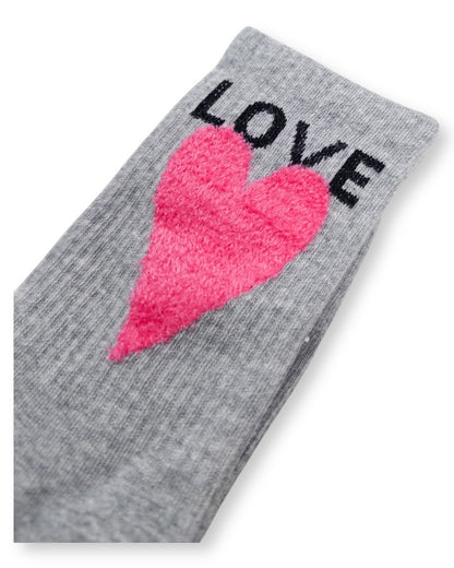 Herz Socken Love hellgrau pink