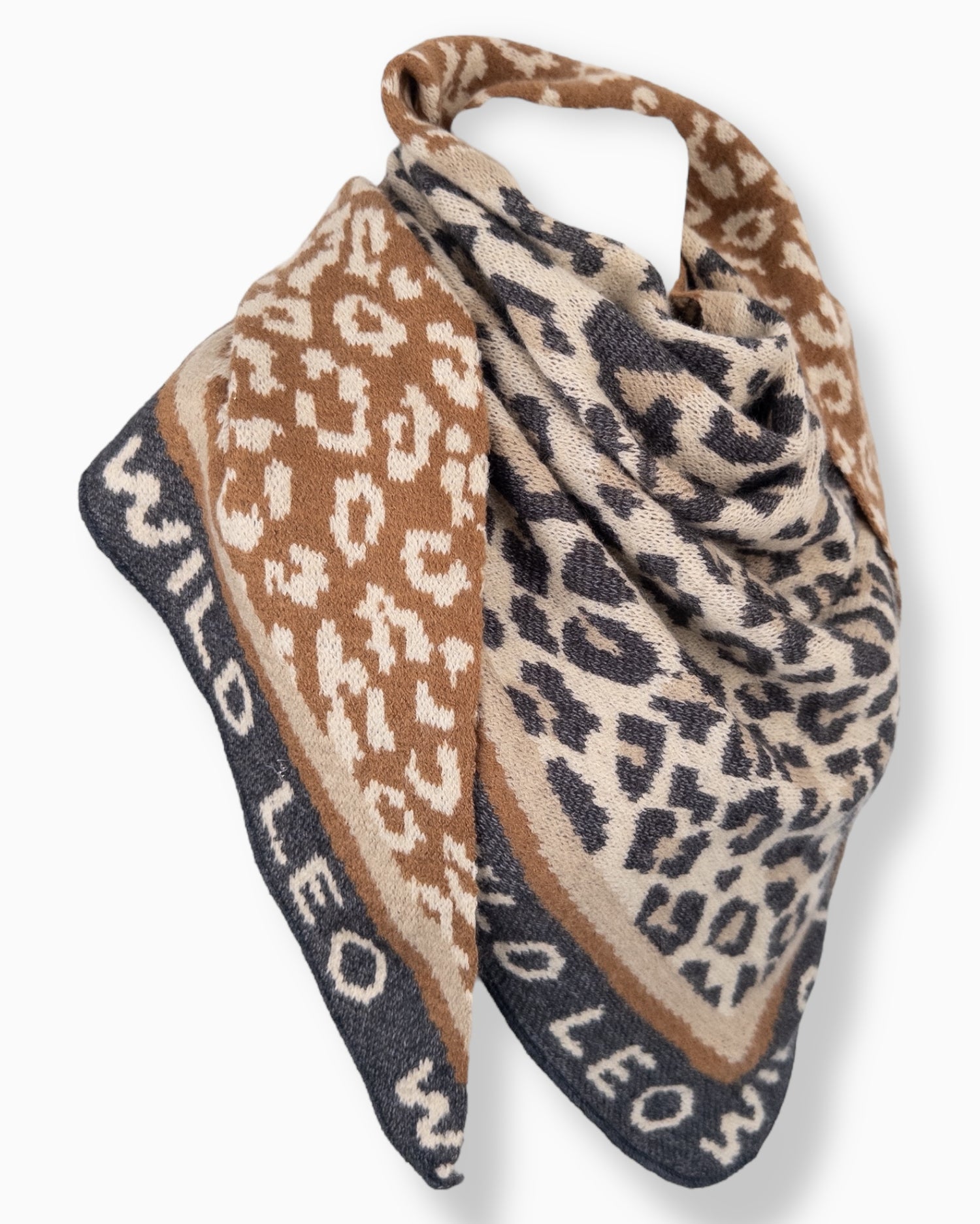 Dreieckstuch Wild Leo braun grau
