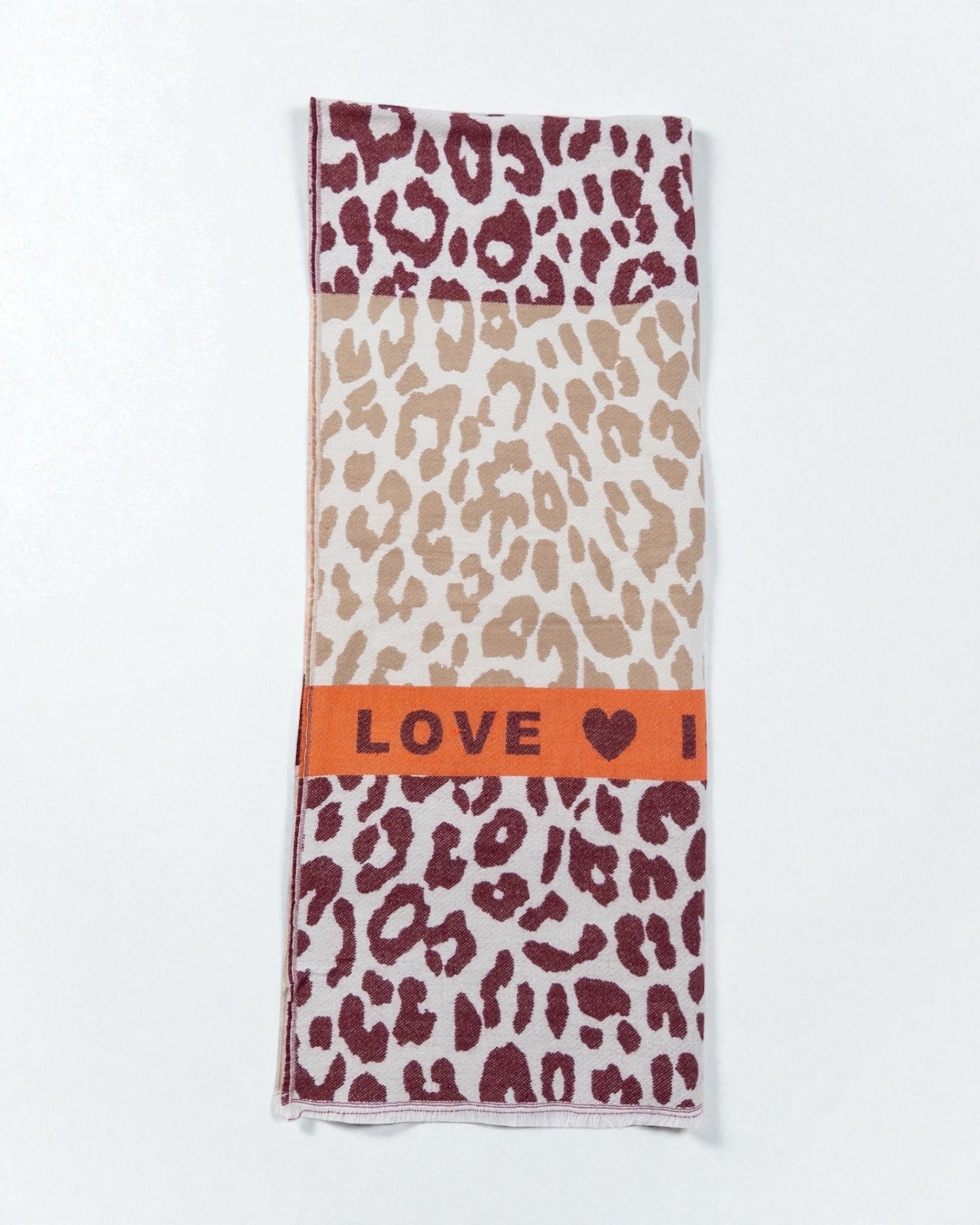 Leo Schal Love beige orange weinrot