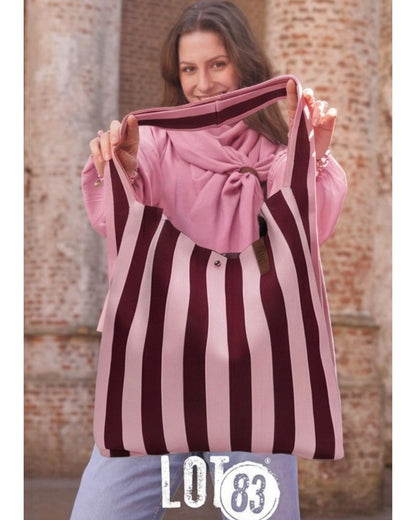 Shopper Lois mit Streifen weinrot rosa