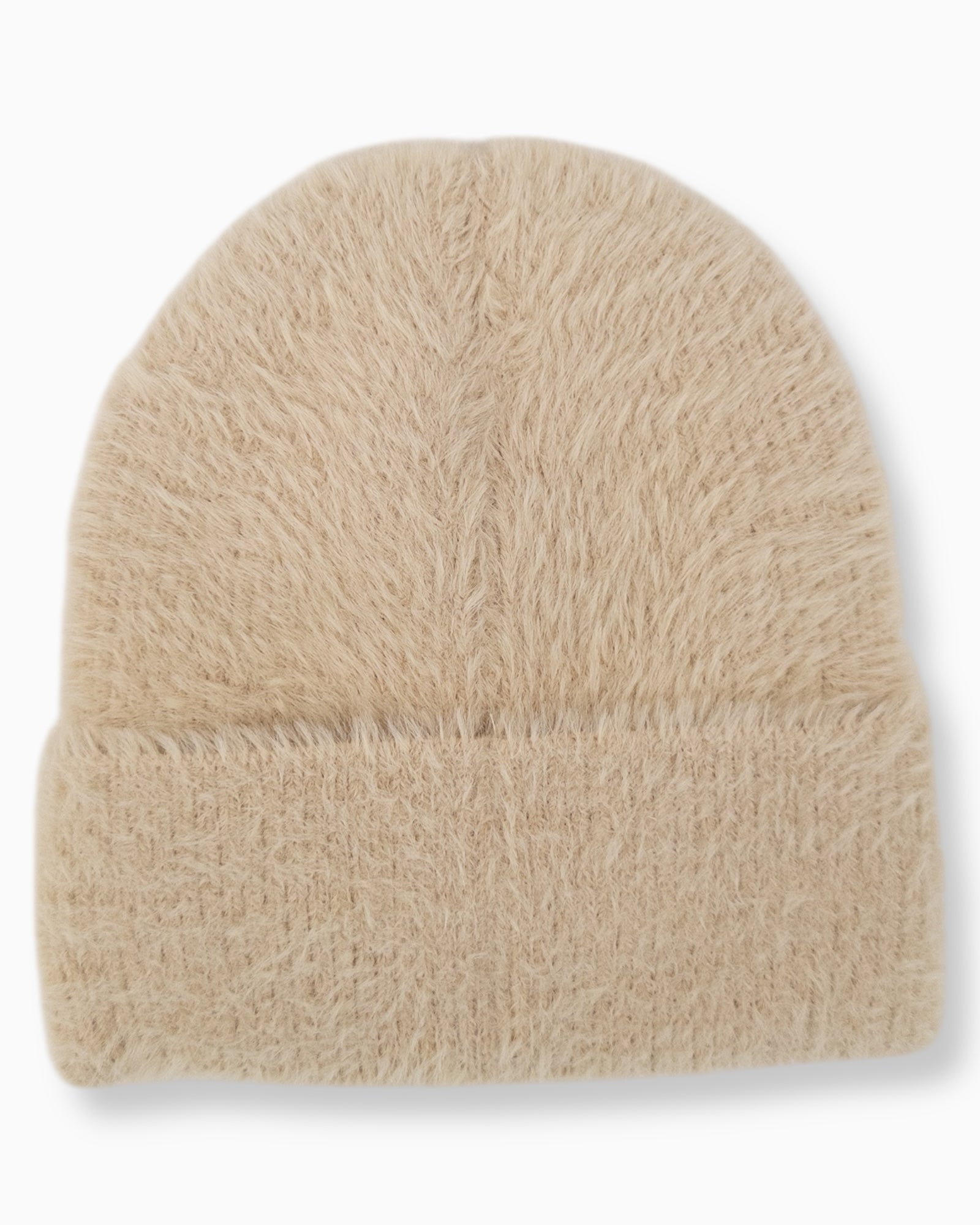 Flauschige Mütze beige