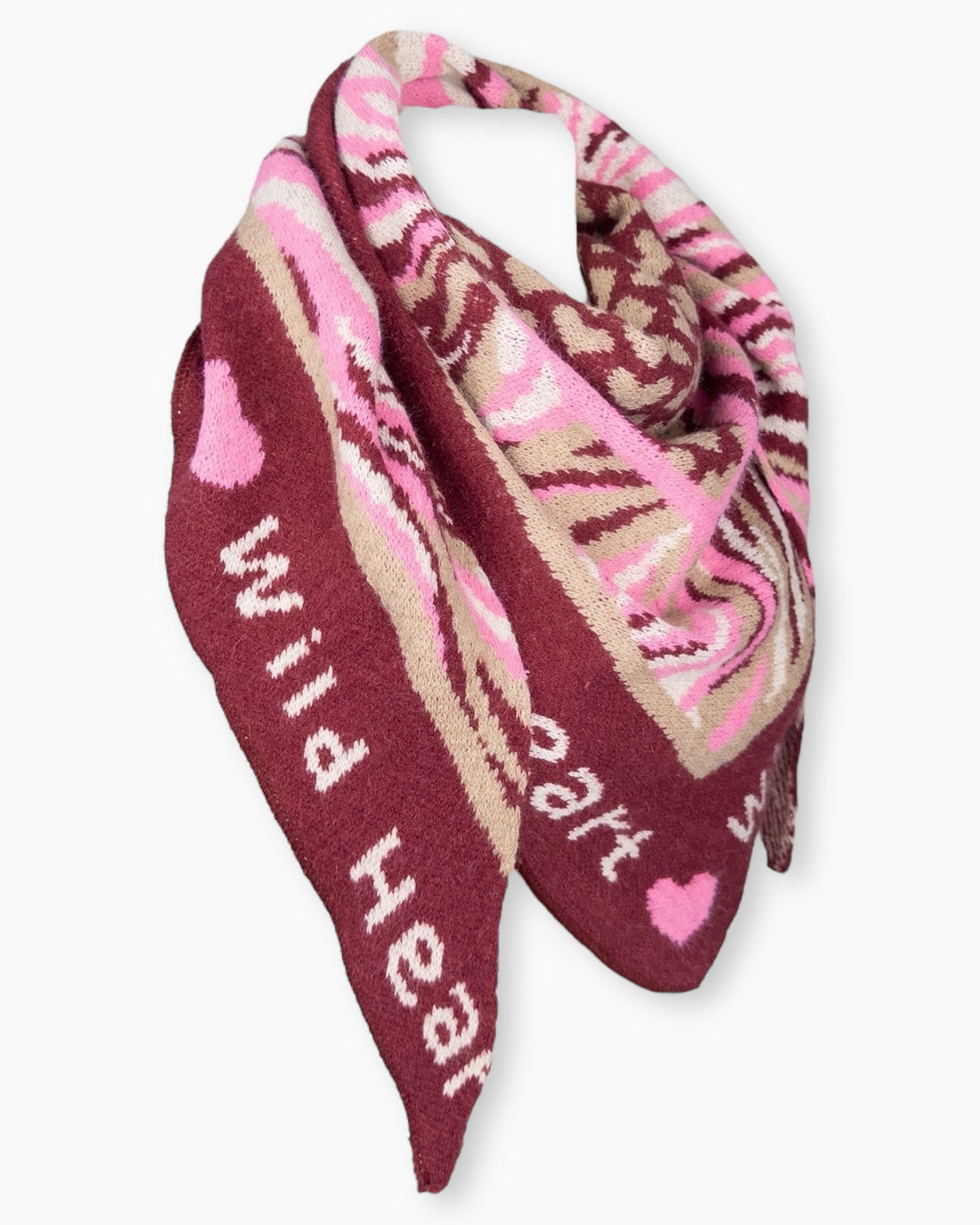 Dreieckstuch Wild Heart weinrot beige rosa