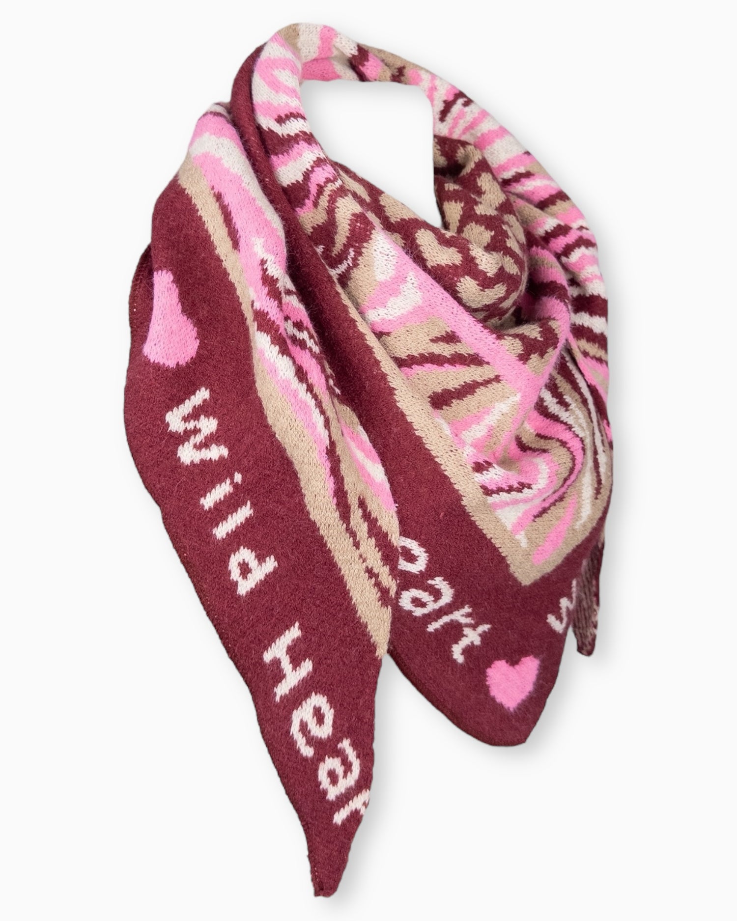Dreieckstuch Wild Heart weinrot beige rosa