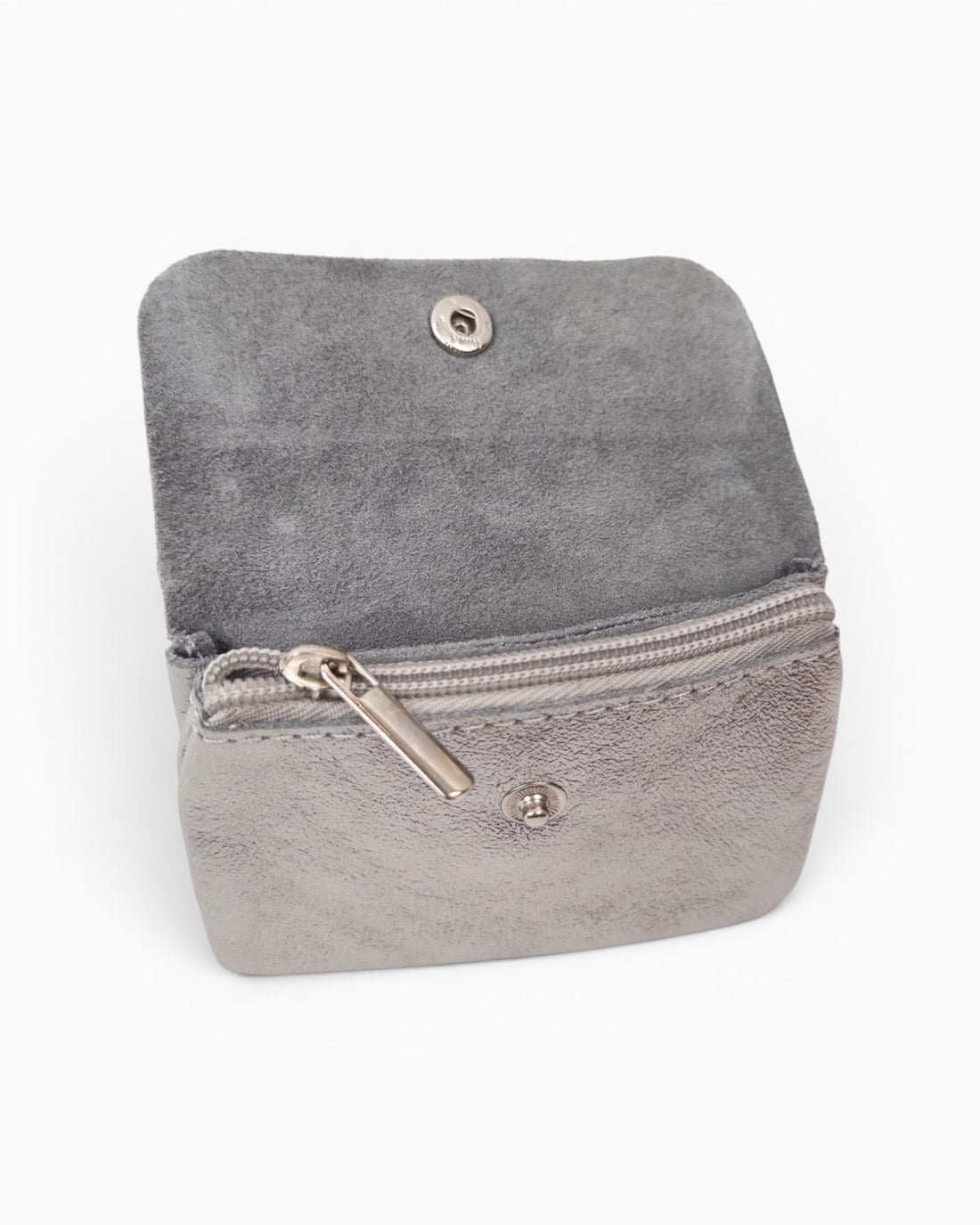 Geldbörse Leder klein silber