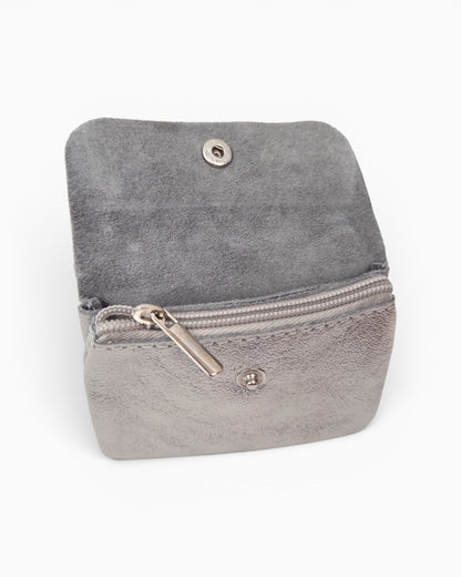 Geldbörse Leder klein silber