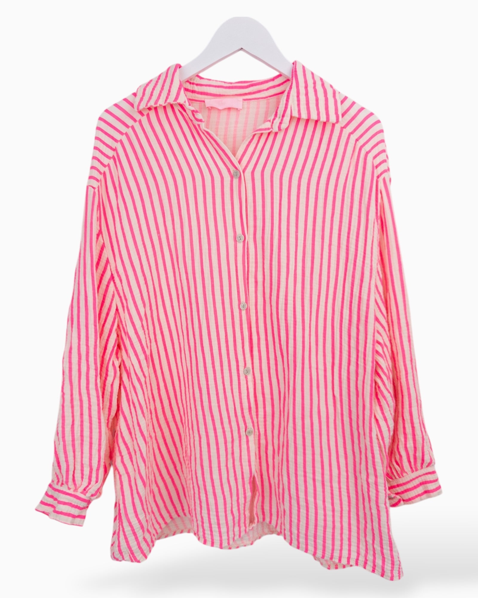 Musselin Bluse mit Streifen creme pink