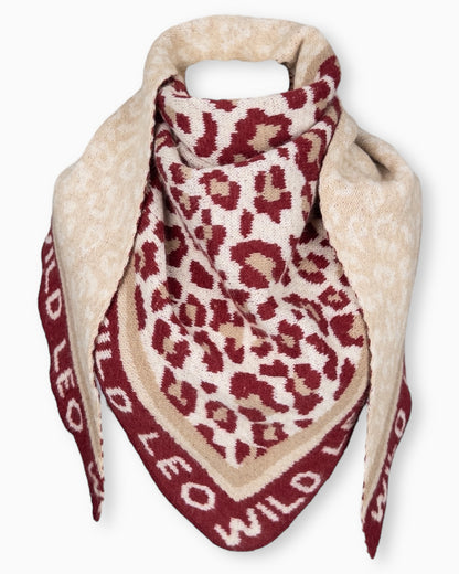 Dreieckstuch Wild Leo weinrot beige