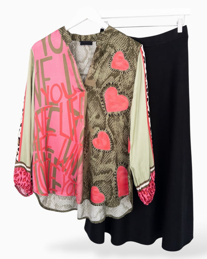 Bluse Love Wild pink oliv