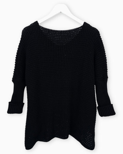 Oversize Pullover Happy schwarz