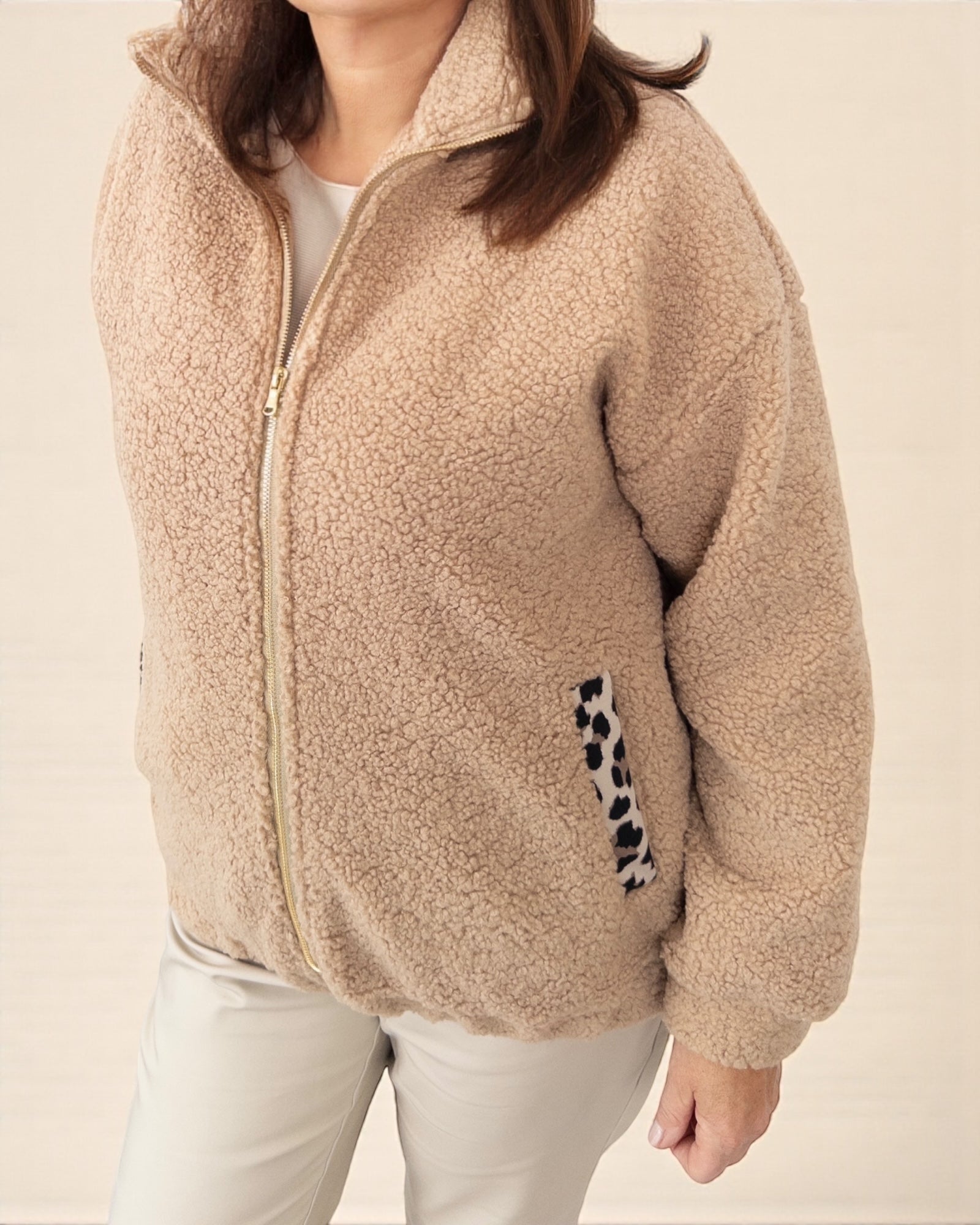 Teddy Jacke beige