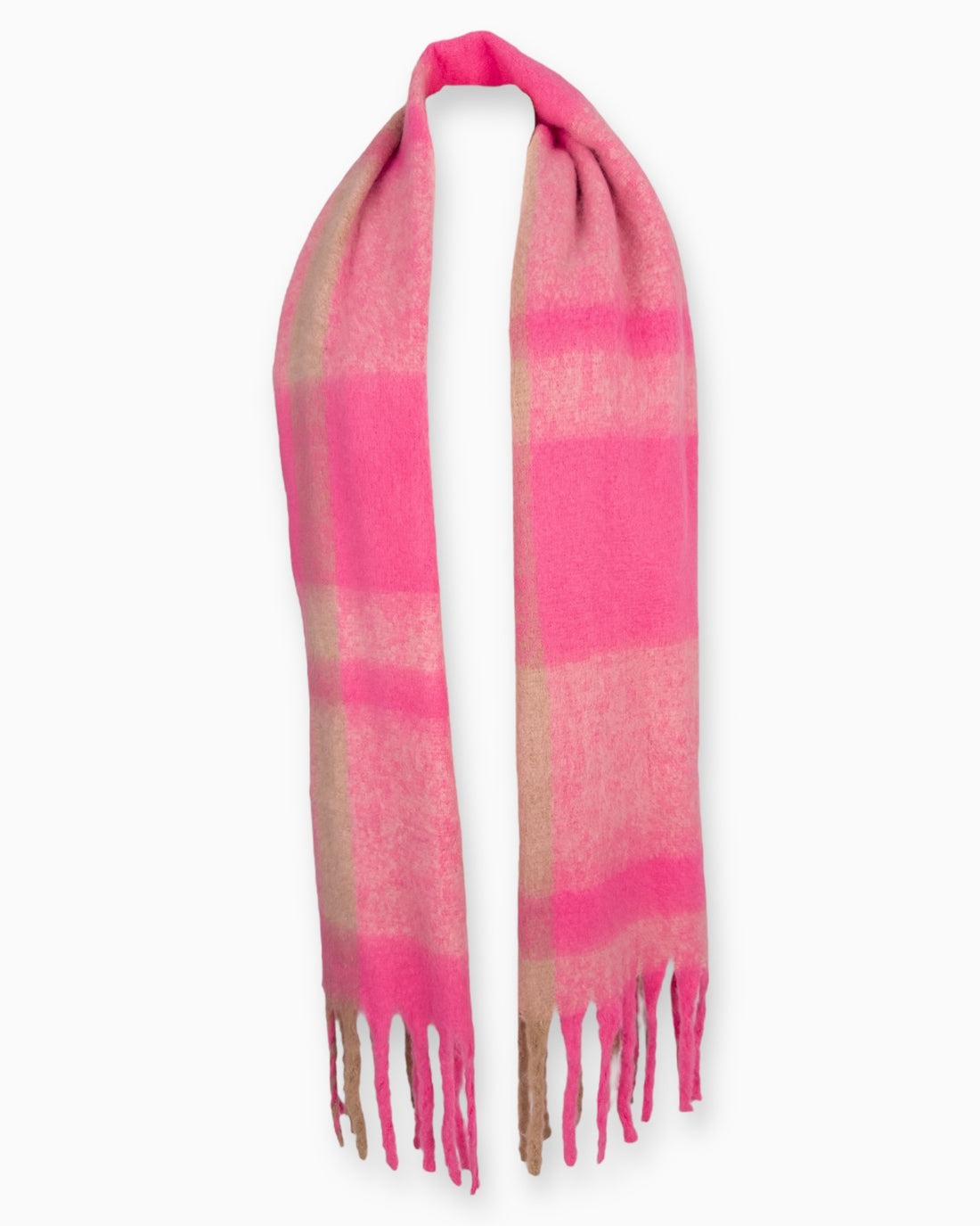 XL Schal mit Fransen pink rosa taupe