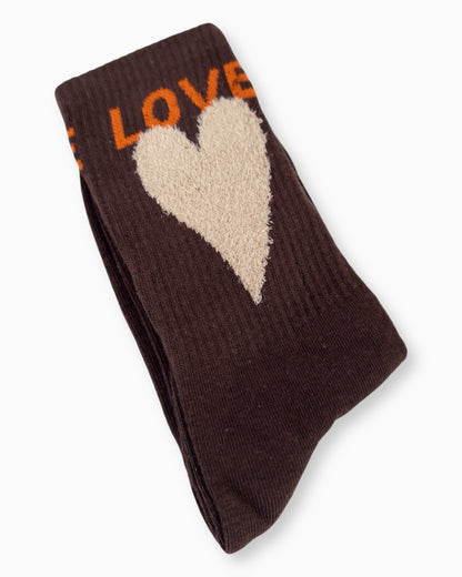 Herz Socken Love dunkelbraun