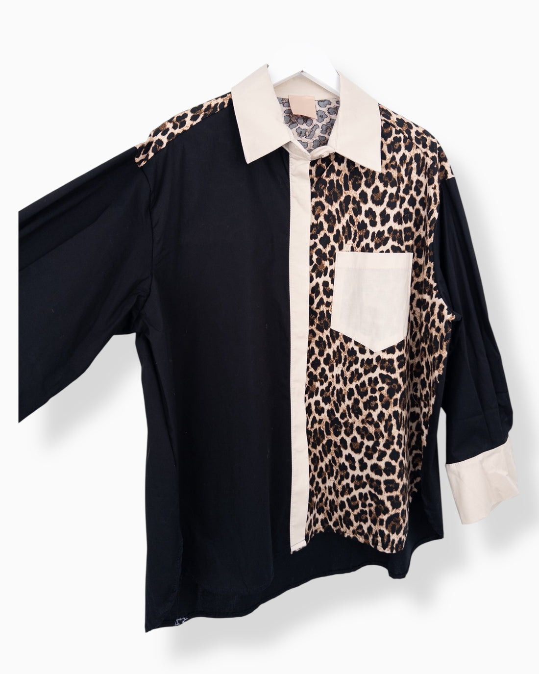 Oversize Bluse Leo schwarz beige