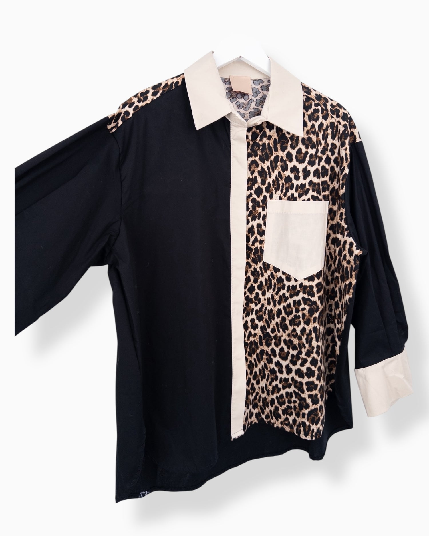 Oversize Bluse Leo schwarz beige