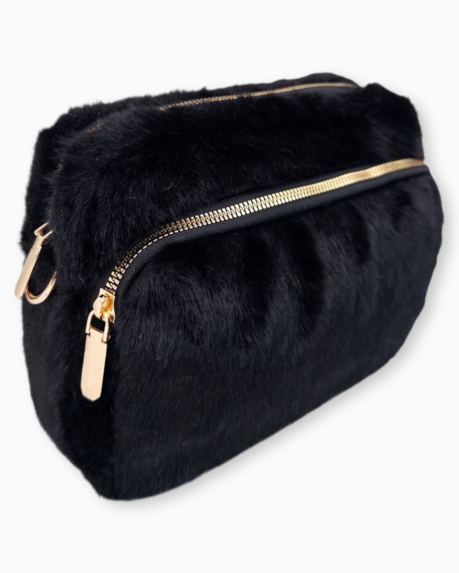 Flauschige Umhängetasche Sara schwarz