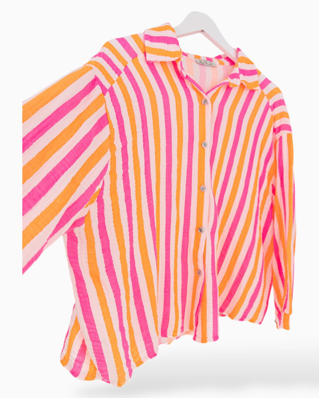 Bluse Musselin mit Streifen pink orange