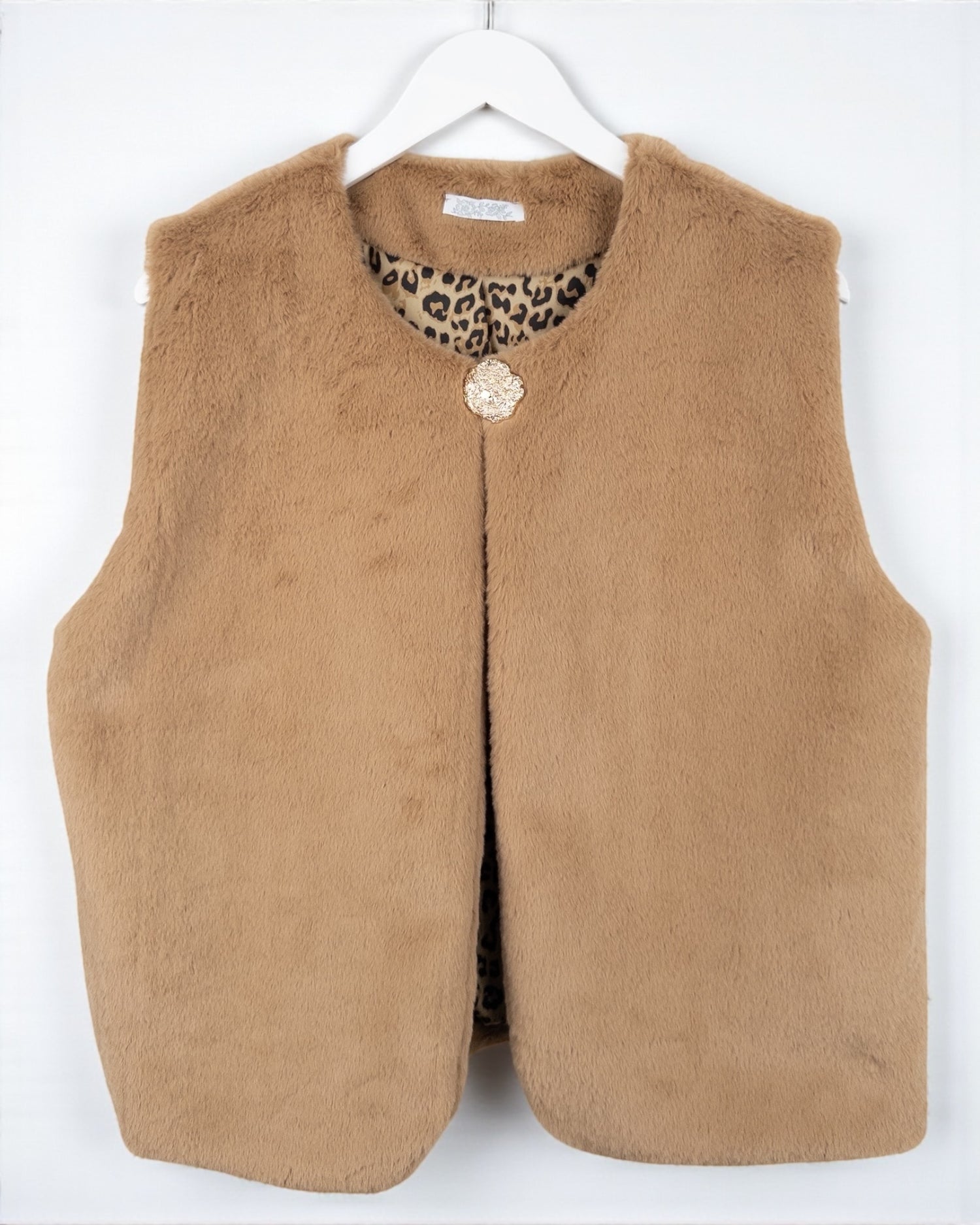 Flauschige Kunstfell-Weste Leo hellbraun