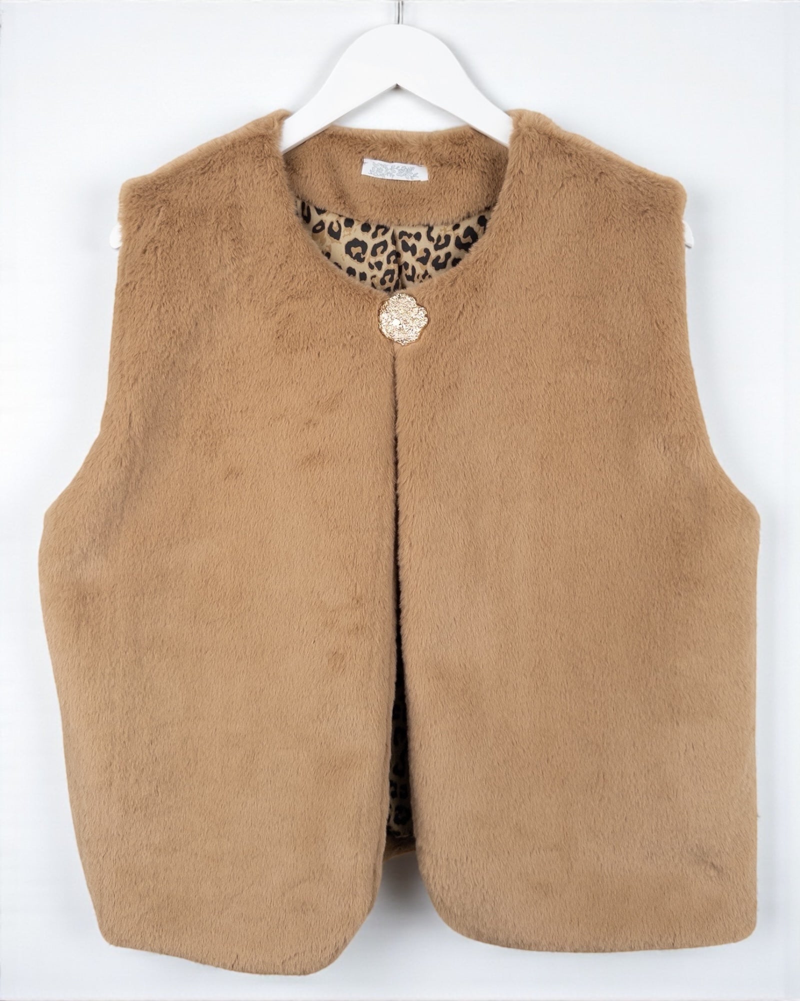 Flauschige Kunstfell-Weste Leo hellbraun