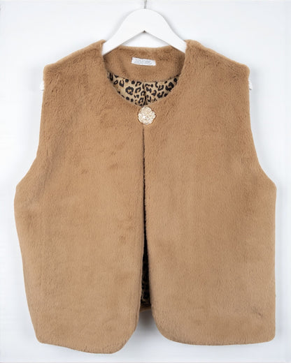 Flauschige Kunstfell-Weste Leo hellbraun