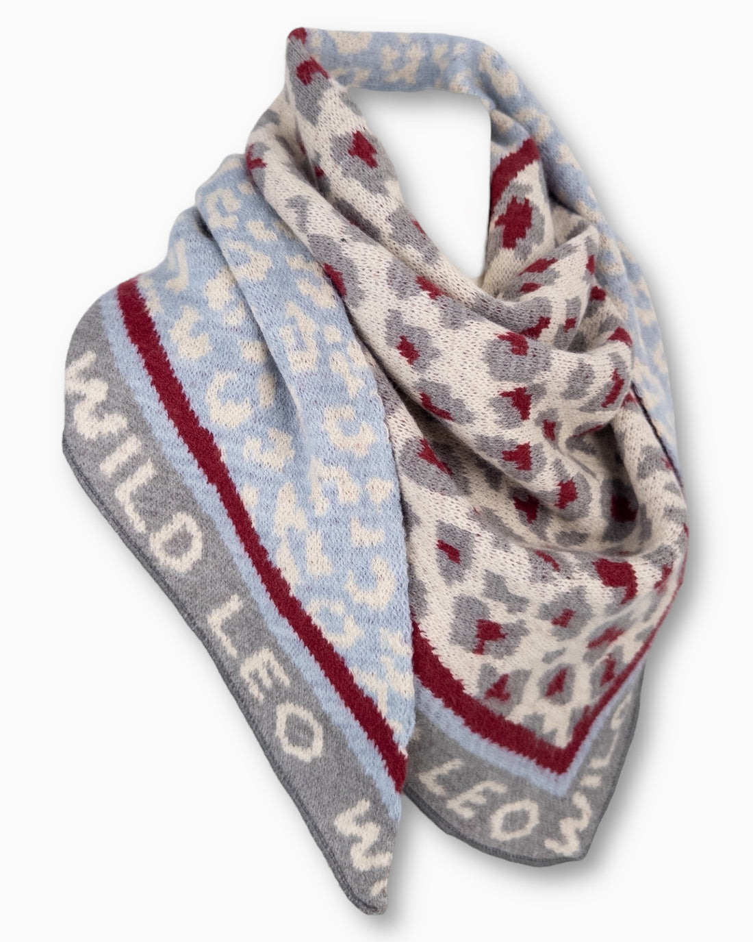 Dreieckstuch Wild Leo hellblau grau