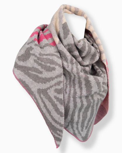 Dreieckstuch Zebra grau pink