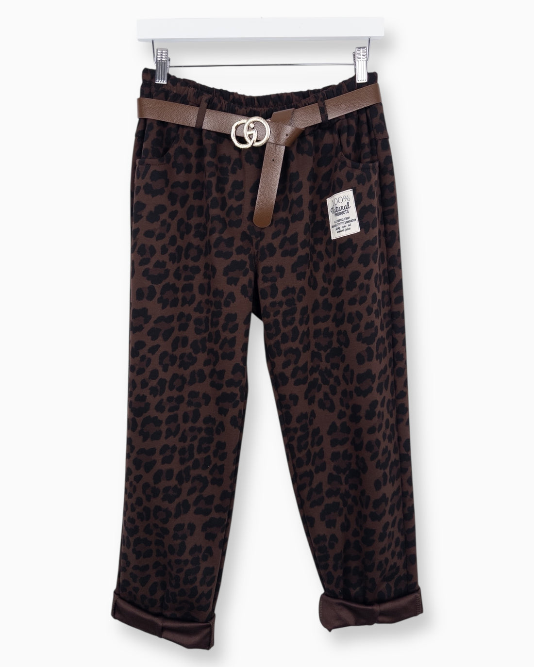 Leo Hose mit Gürtel dunkelbraun