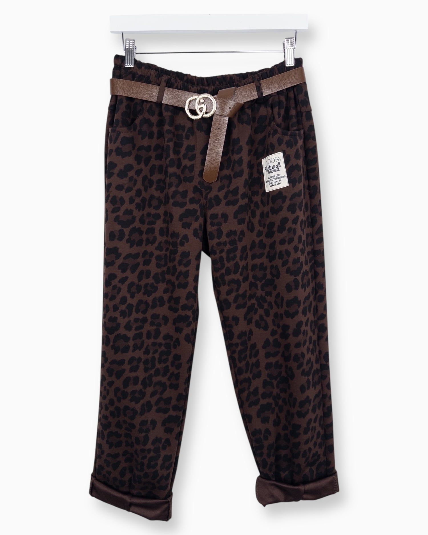 Leo Hose mit Gürtel dunkelbraun