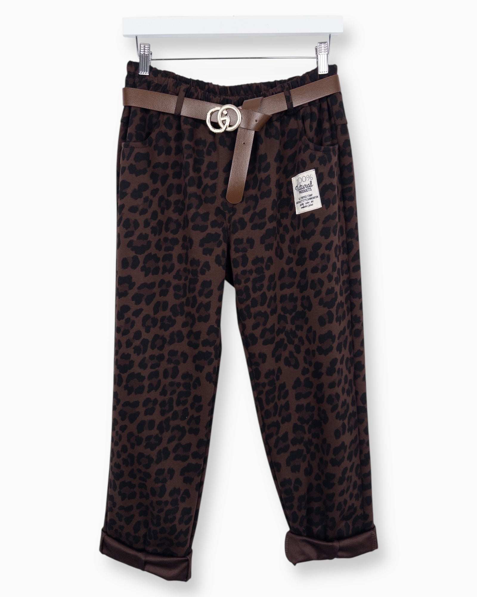 Leo Hose mit Gürtel dunkelbraun