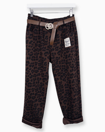 Leo Hose mit Gürtel dunkelbraun