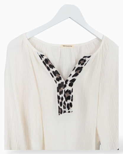 Leo Bluse Musselin creme