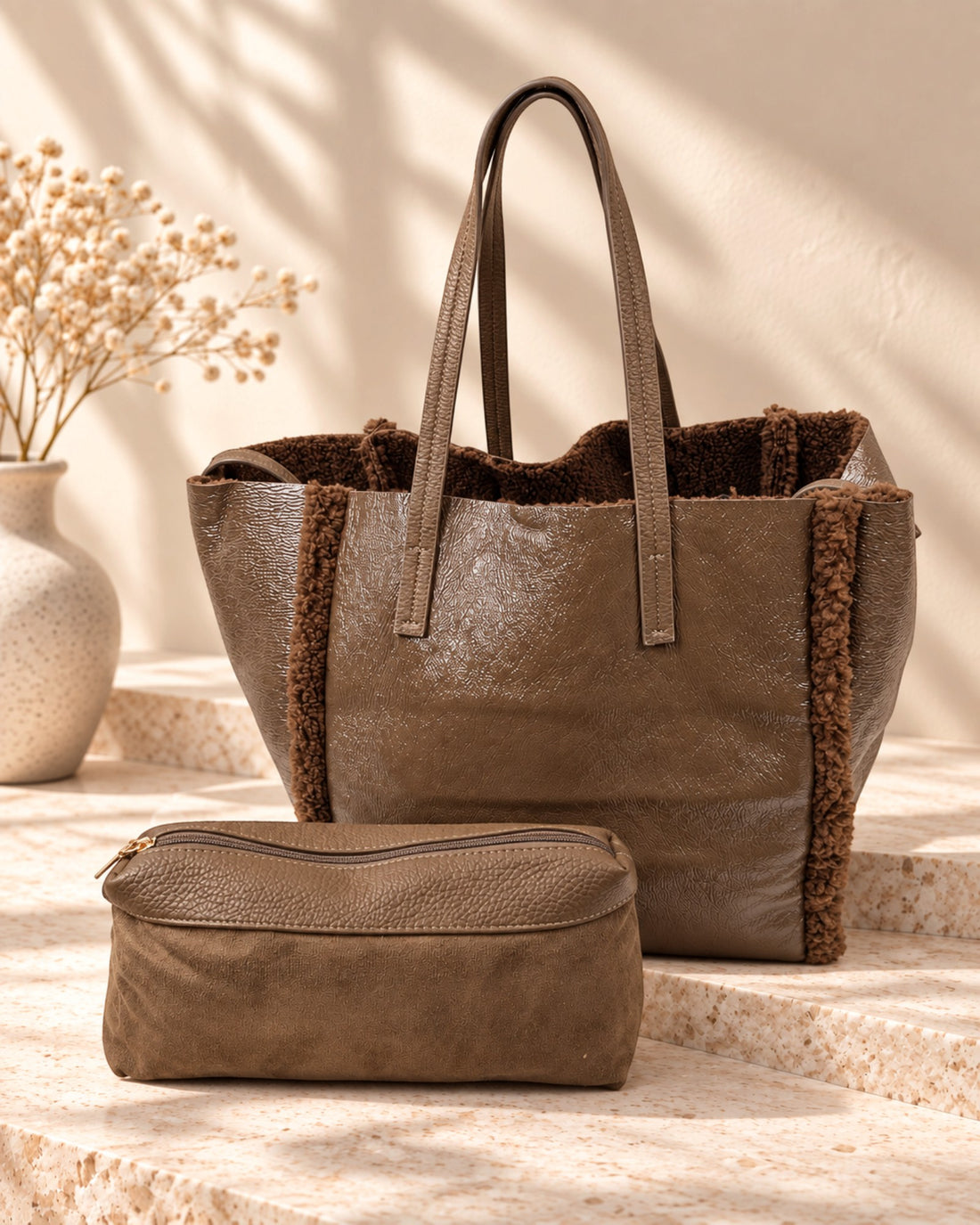 Teddy Handtasche braun