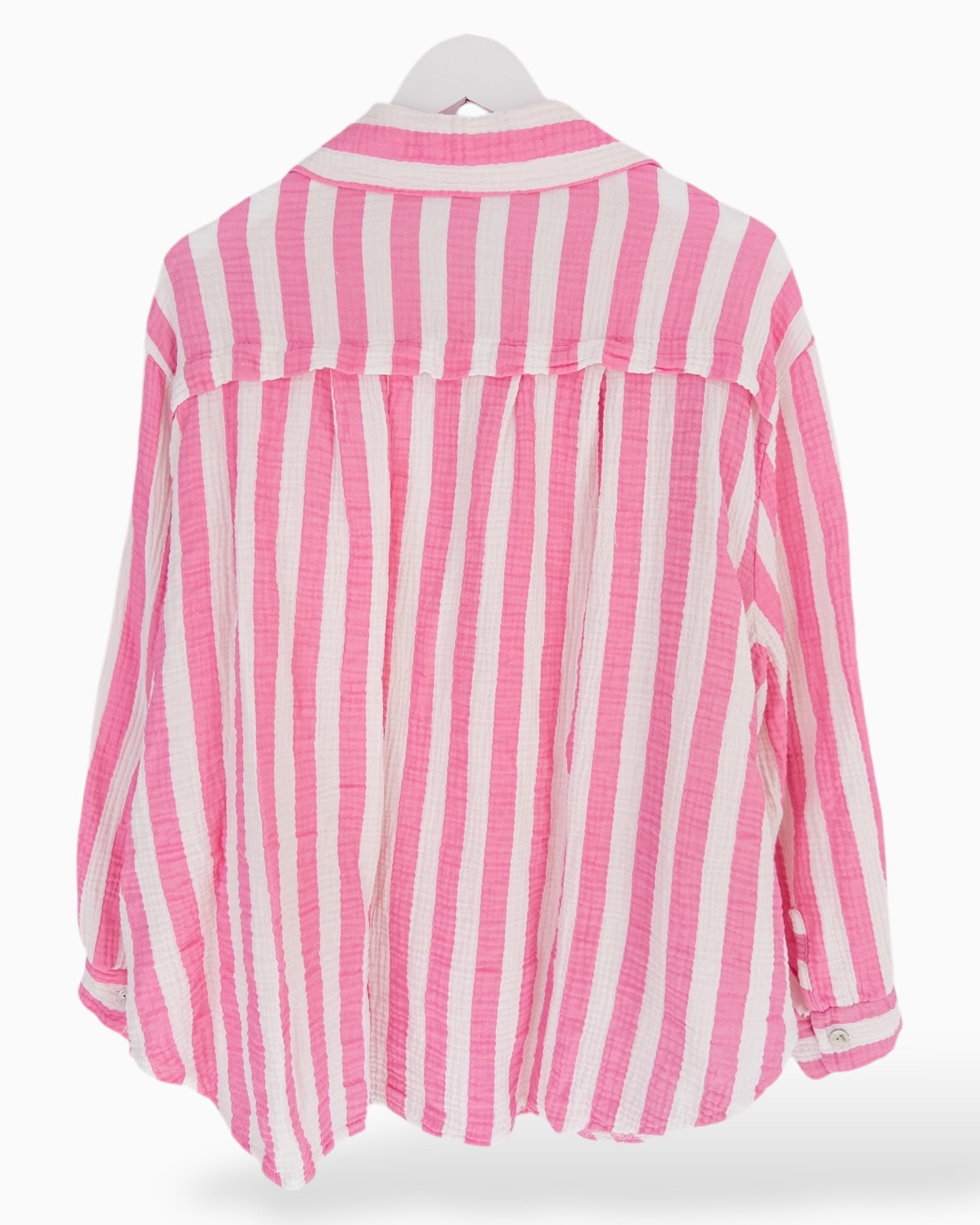 Bluse Musselin mit Streifen weiß rosa