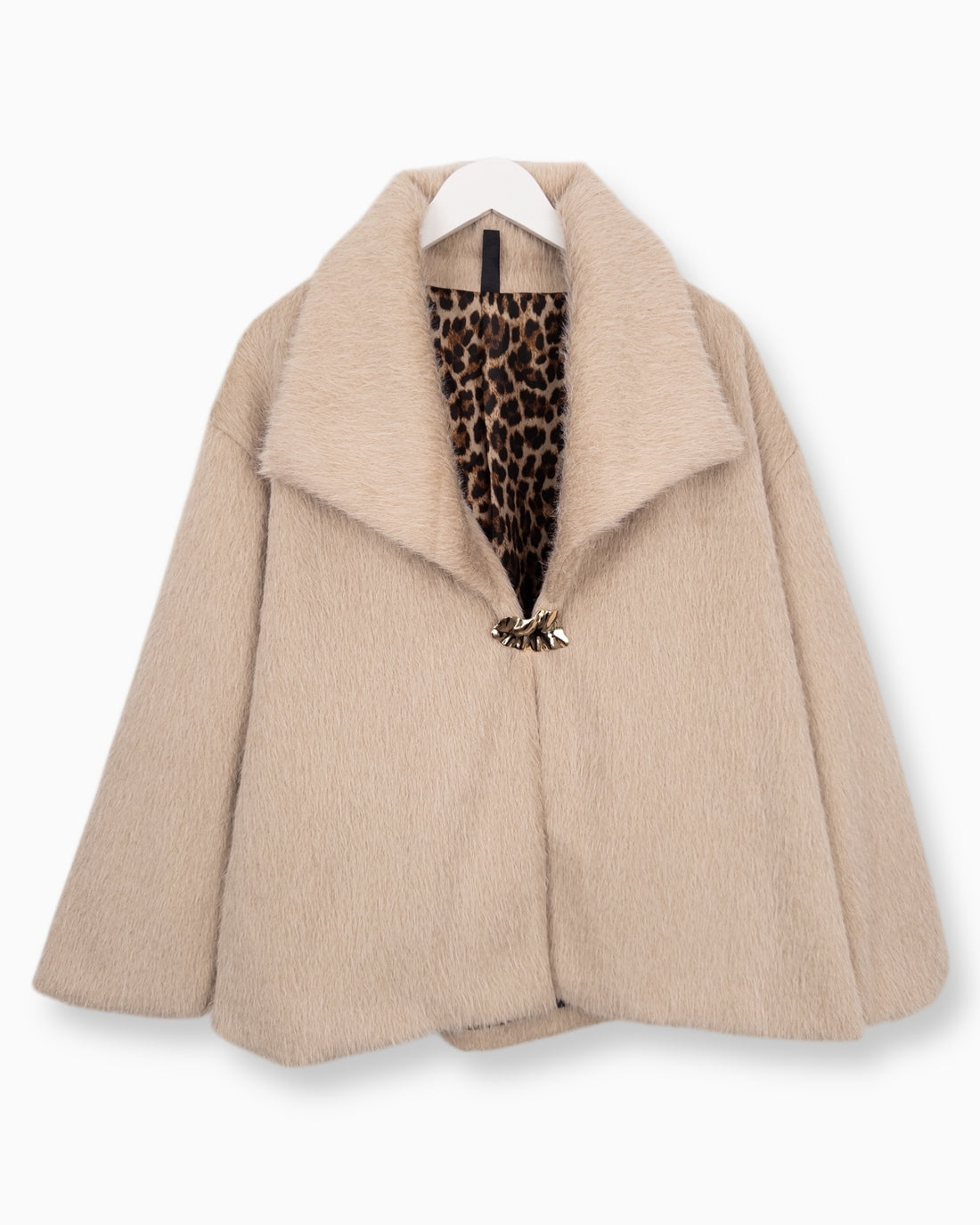 Kurze Jacke Kunstpelz beige