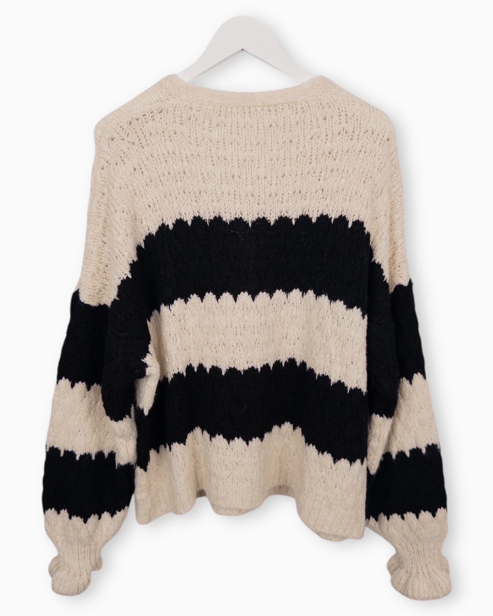 Strickjacke mit Streifen creme schwarz