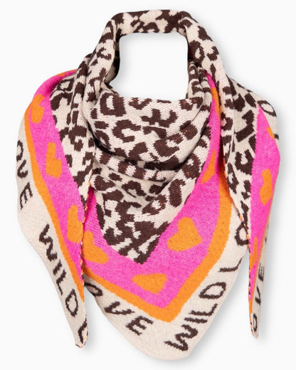 Dreieckstuch Wild Love creme braun pink