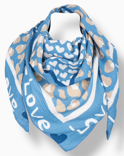 Leichtes Dreieckstuch Love blau