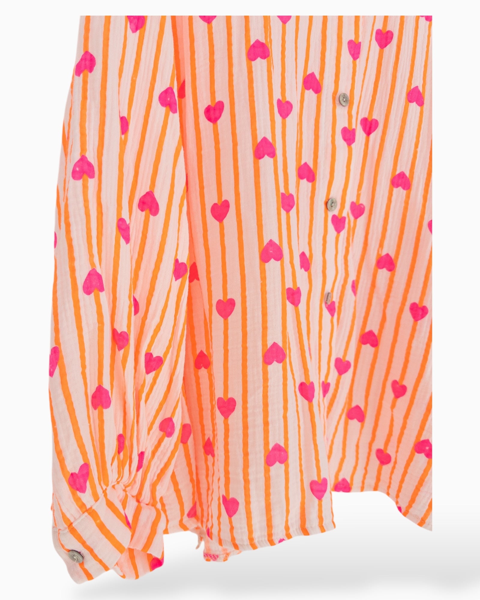 Oversize Musselin-Bluse Herzchen orange pink